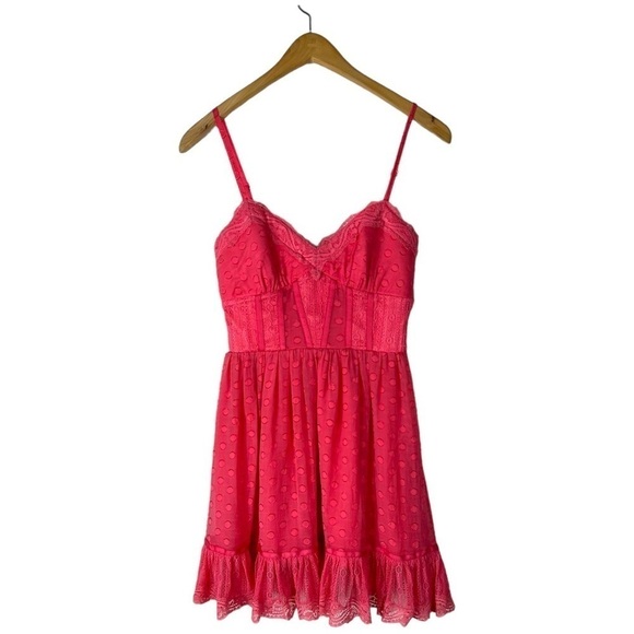bebe Dresses & Skirts - Bebe Mini Chiffon Back Lace Up Pink Dress Size XS